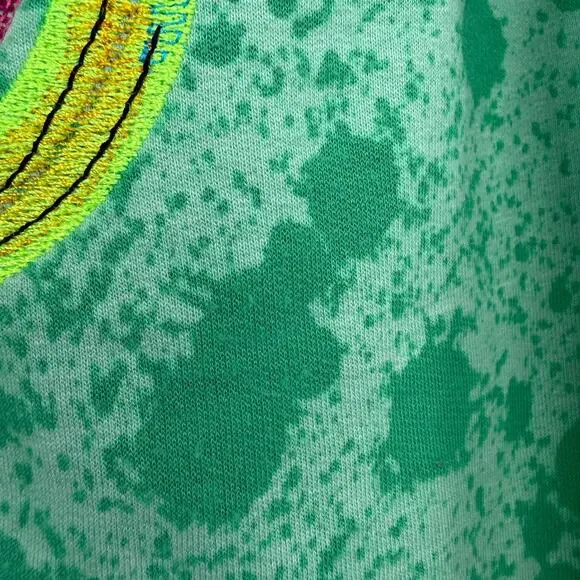 Custo Barcelona Hoodie Size 3 Green Embroidered Butterfly Splatter Art Boho * - Picture 3 of 12